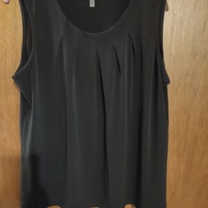 Jones Studio Black Pleated Tank Top